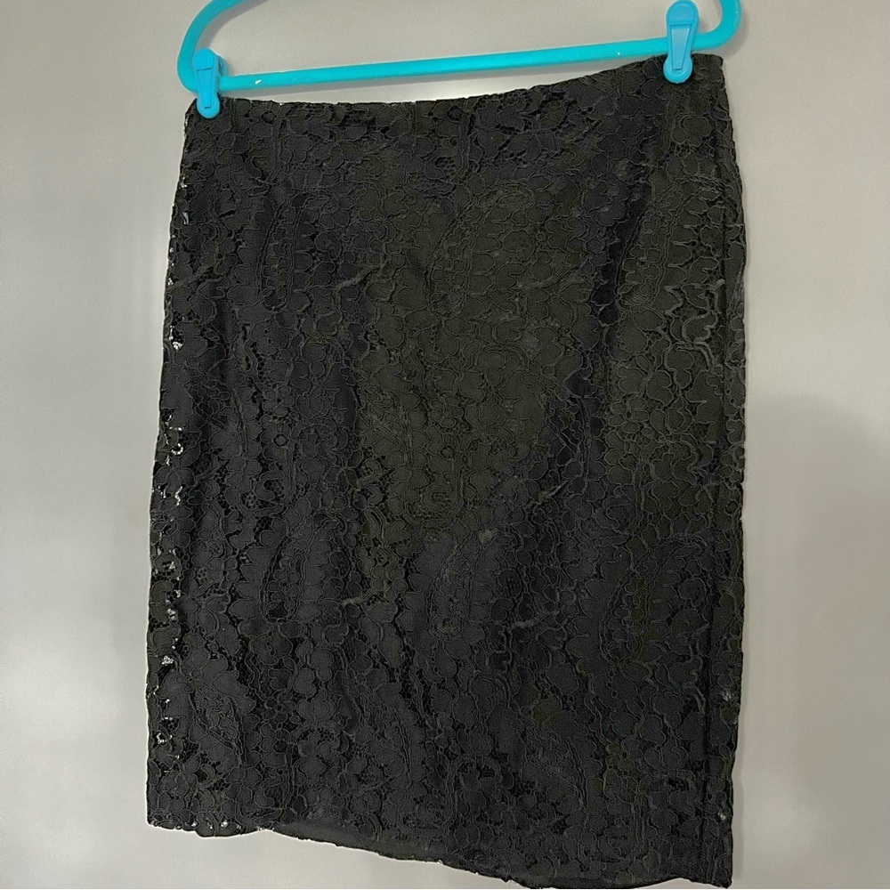 NWT J Jill Black Eyelet Professional Work Pencil Skirt Size 12